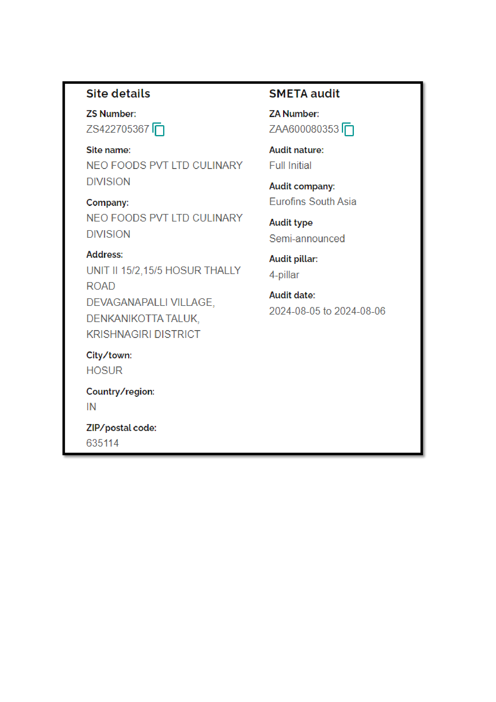SMETA 4 Pillar Audit Report